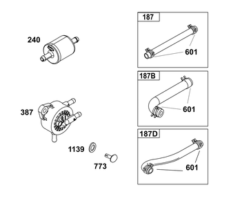 Fuel Supply Group Diagram and Parts List for 33S877-0033-B5 200000 - 399999 Briggs and Stratton Engine